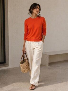 EMANUEL UNGARO Orange Cotton Knit Sweater Unisex Size 48 Italy NWT $450